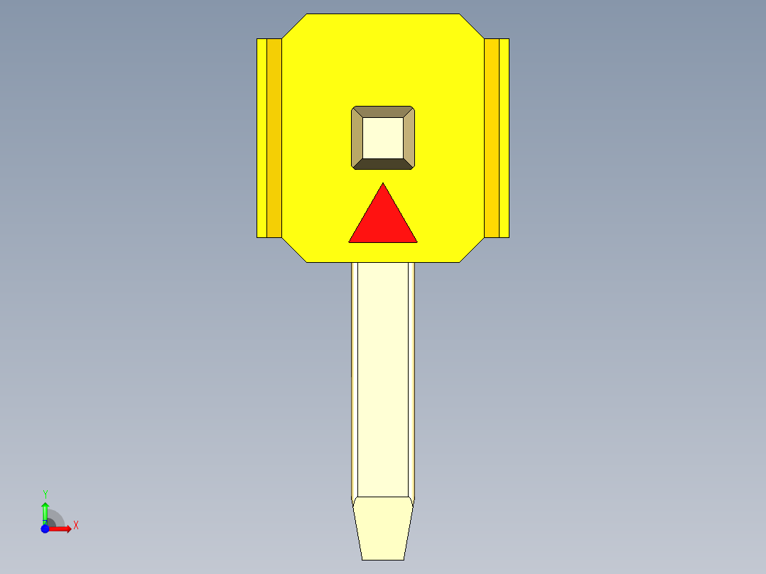 彩色公排针 100mil 2.54mm 系列-DS1022_yellow_1x01p_100mil_TypeD_rev1.0前视图