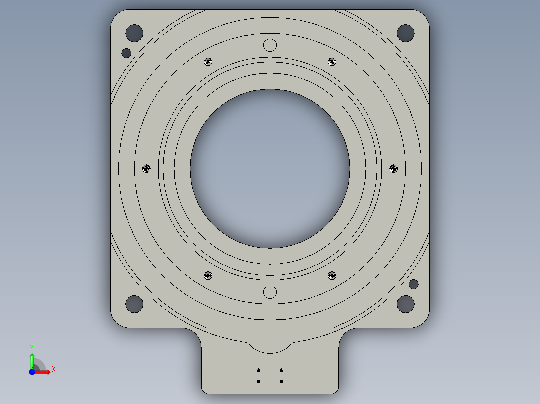 中空旋转平台KFN200-18模型(14-35 73-3 4-5.5-69.6-69.6)前视图