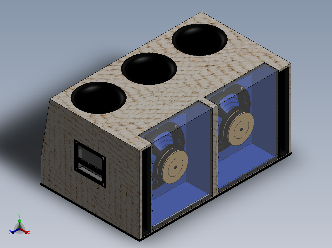 超低音音箱正等轴测图