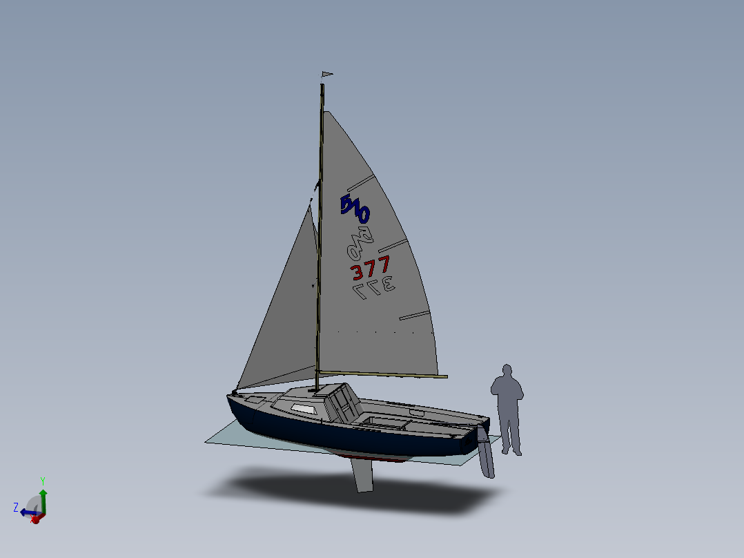 小帆船lanaverre-17三维建模图纸 Solidworks设计 有零件图和装配图 附STEP IGS格式