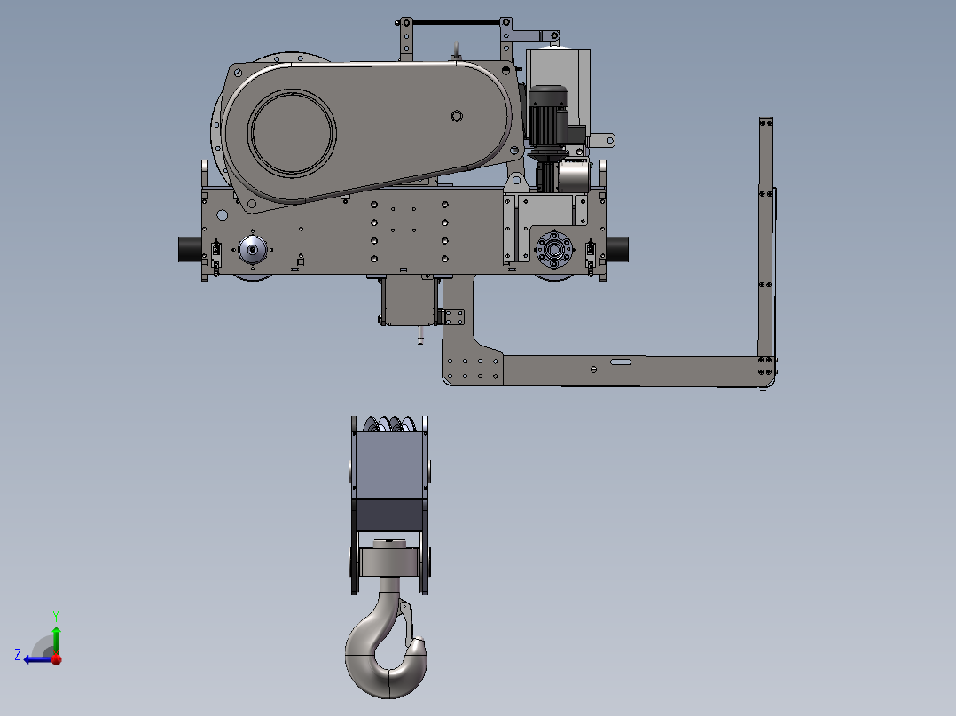 20吨吊钩桥式起重机起重小车右视图