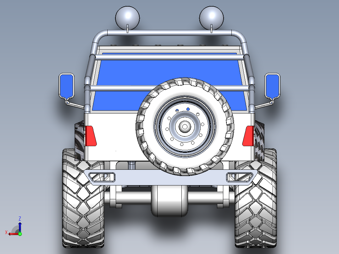 6x6 6轮越野皮卡车后视图