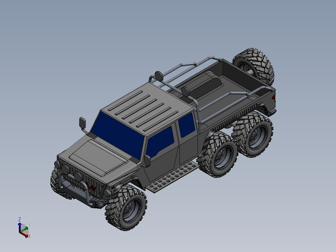 6x6 6轮越野皮卡车正等轴测图