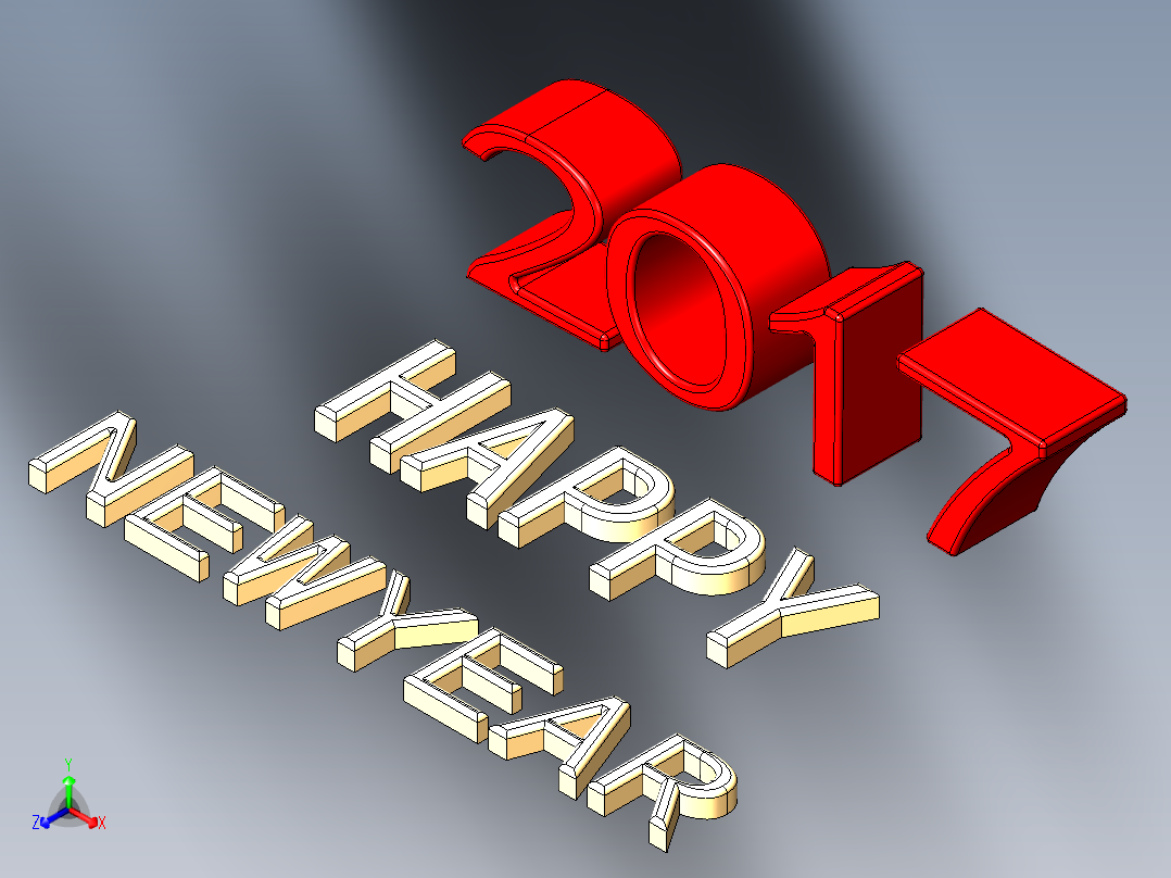 新年快乐正等轴测图