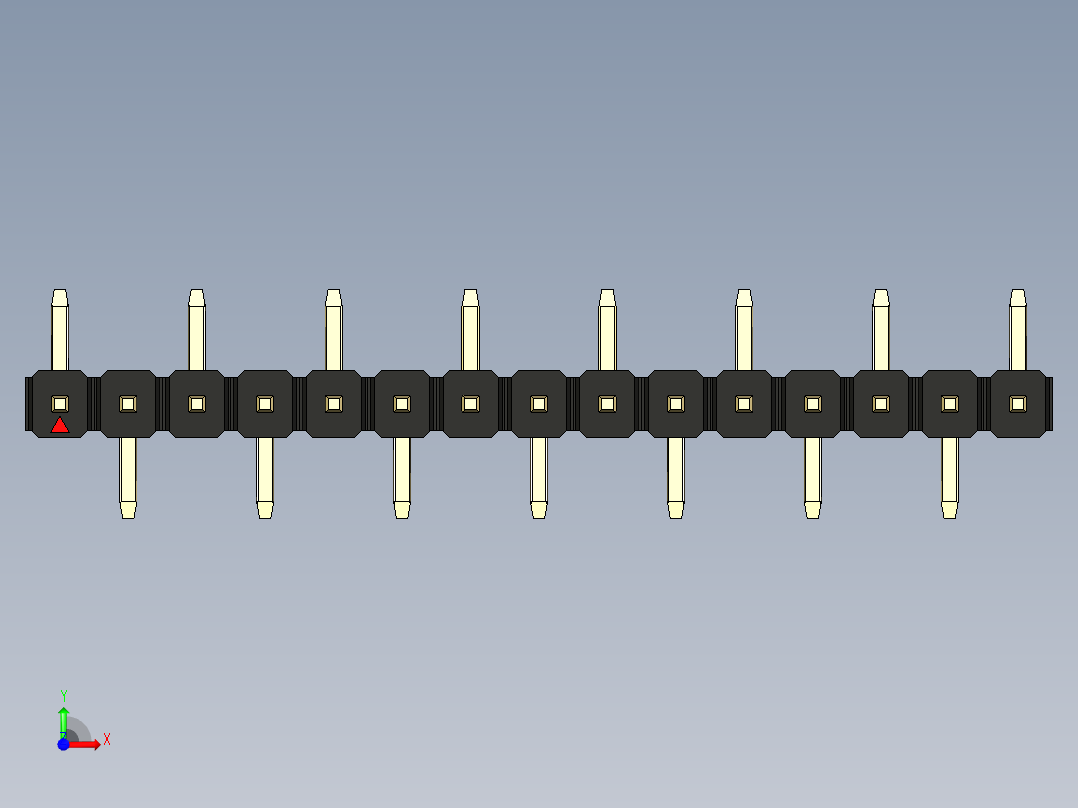 彩色公排针 100mil 2.54mm 系列-DS1022_black_15p_100mil_Type_SMT_R1_rev1.0前视图