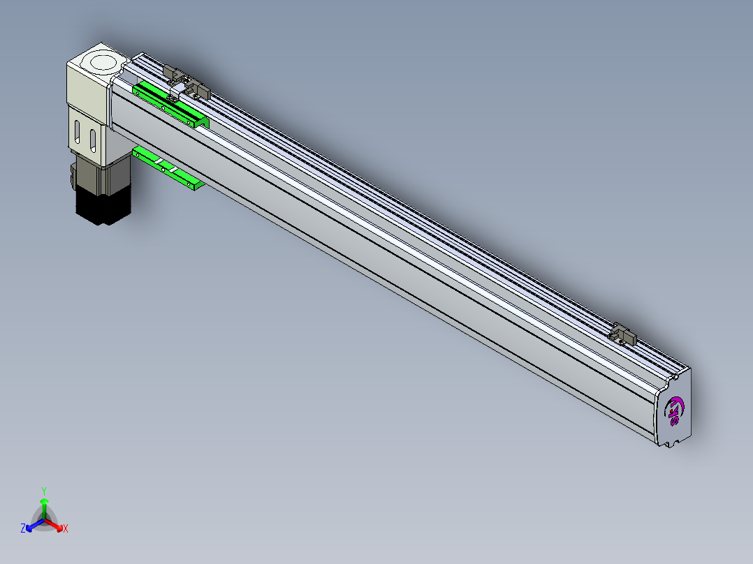同步带滑台-半封闭B10-L90-S750-L-P40-D3正等轴测图