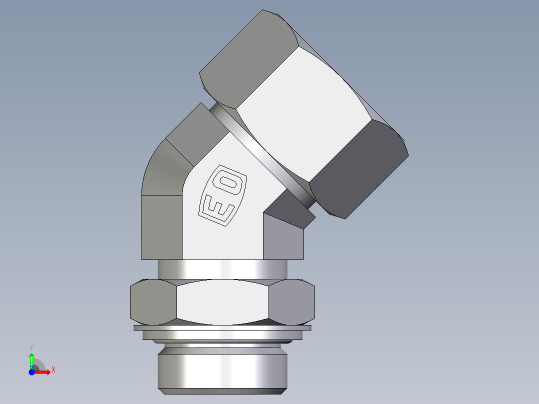 卡套式工业通用硬管接头EO_Adjustable_locknut_45_deg_elbow_VEE25ZSRCF前视图