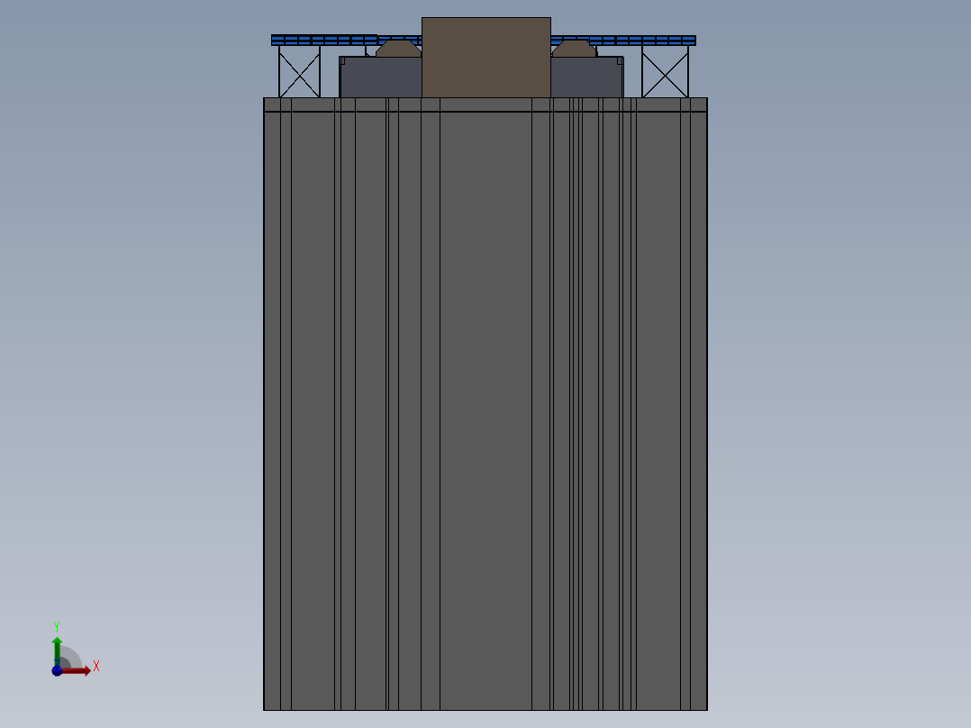 太阳能钢结构机库（屋顶前视图
