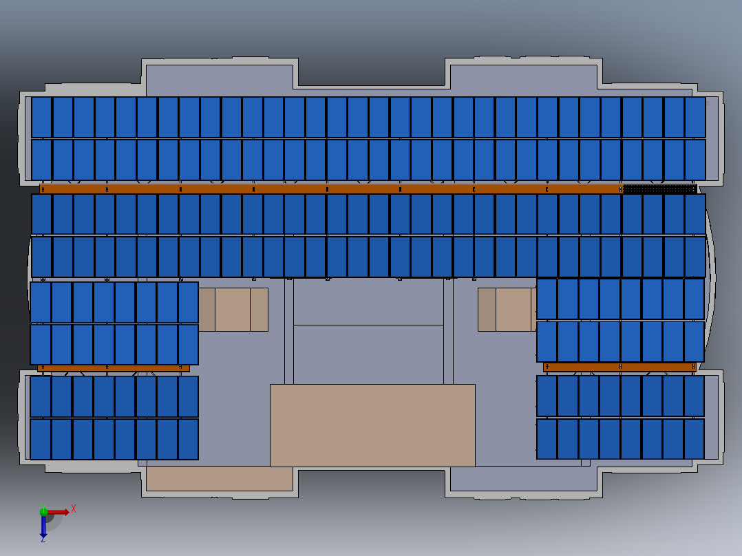 太阳能钢结构机库（屋顶俯视图