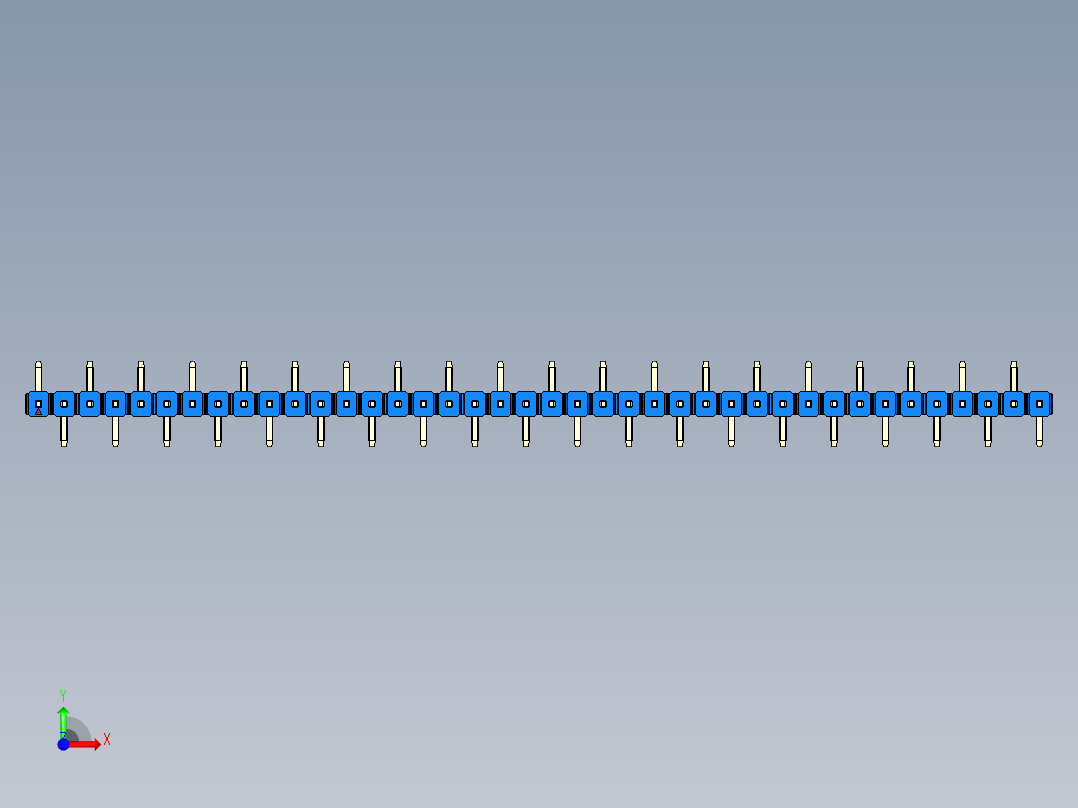彩色公排针 100mil 2.54mm 系列-DS1022_blue_40p_100mil_Type_SMT_R1_rev1.0前视图