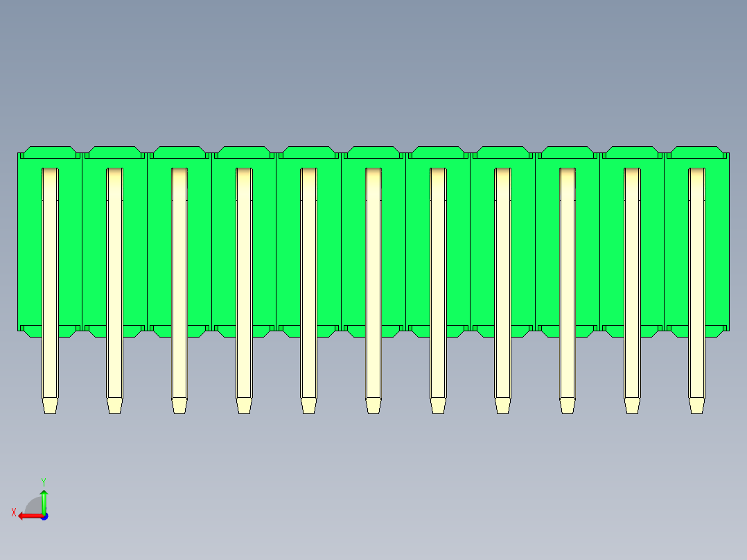 彩色公排针 100mil 2.54mm 系列-DS1022_green_3x11p_100mil_TypeD_rev1.0后视图