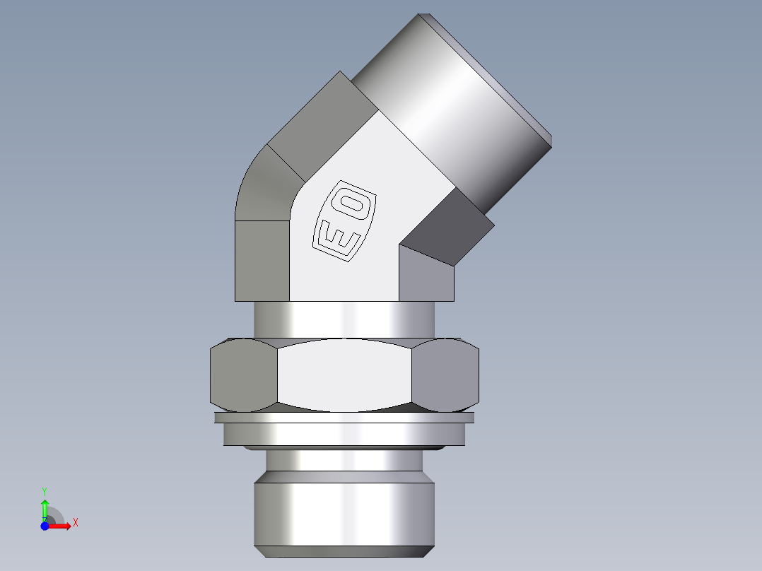卡套式工业通用硬管接头EO_Adjustable_locknut_45_deg_elbow_VEE15LROMDCF前视图