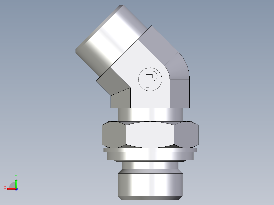 卡套式工业通用硬管接头EO_Adjustable_locknut_45_deg_elbow_VEE15LROMDCF后视图