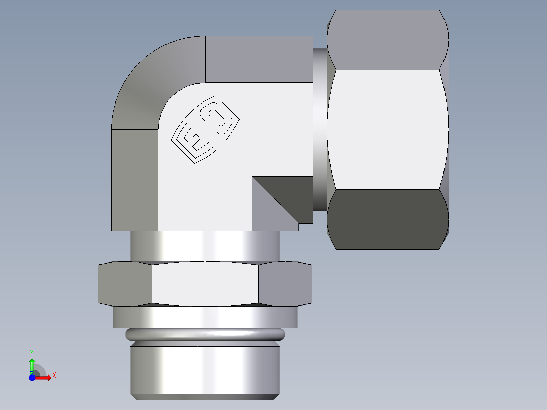 卡套式工业通用硬管接头EO_Adjustable_Locknut_elbow_WEE25SMORCF前视图