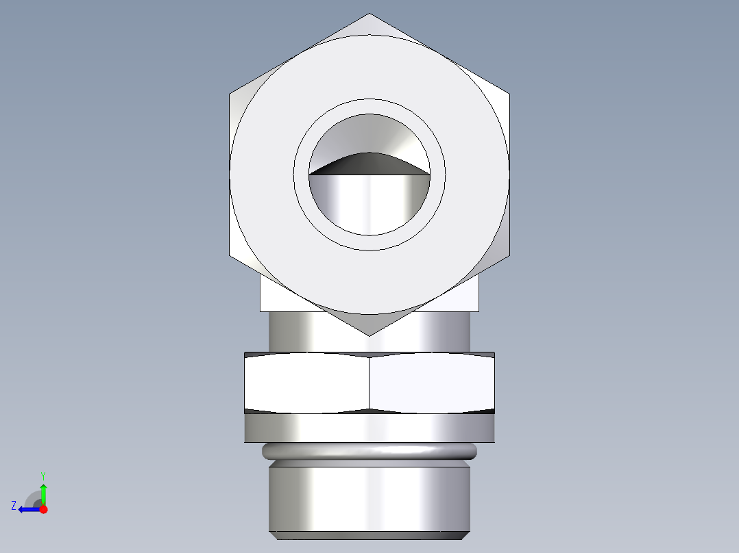 卡套式工业通用硬管接头EO_Adjustable_Locknut_elbow_WEE25SMORCF右视图