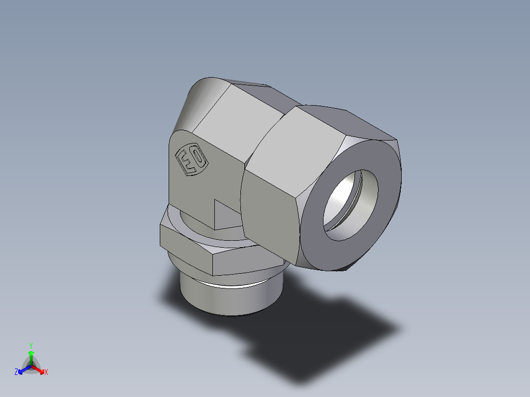 卡套式工业通用硬管接头EO_Adjustable_Locknut_elbow_WEE25SMORCF正等轴测图