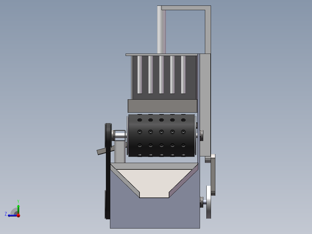 鲜枣去核机的设计【红枣去核机】论文+CAD图纸 +SW三维图+step、x_t三维通用格式+开题报告+任务书……大枣红枣冬枣鲜枣去核机右视图