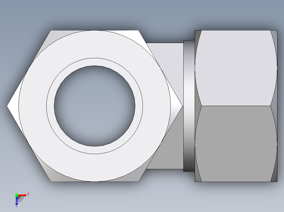 卡套式工业通用硬管接头EO_Swivel_nut_run_tee_EL38ZS71俯视图