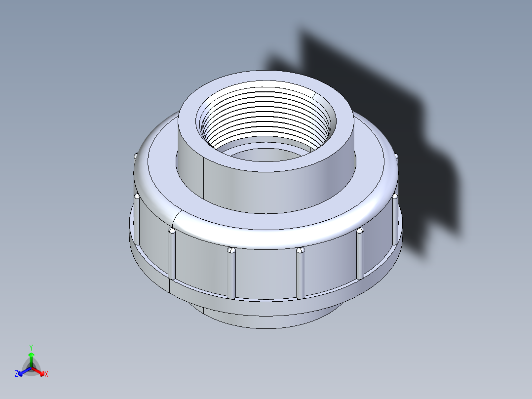 CPVC管件30-Sch80_Union T375_FPTxFPT_9898-375-015_1.5in正等轴测图