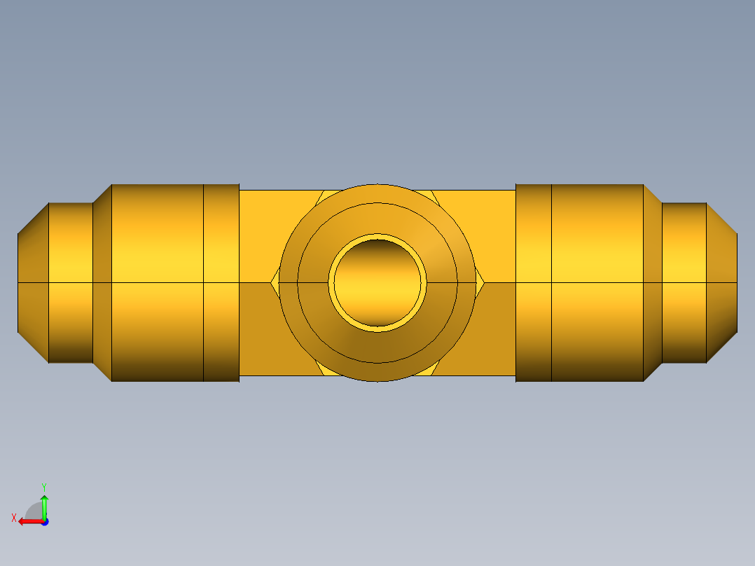 扩口式工业通用硬管接头Union Tee 144F-5后视图