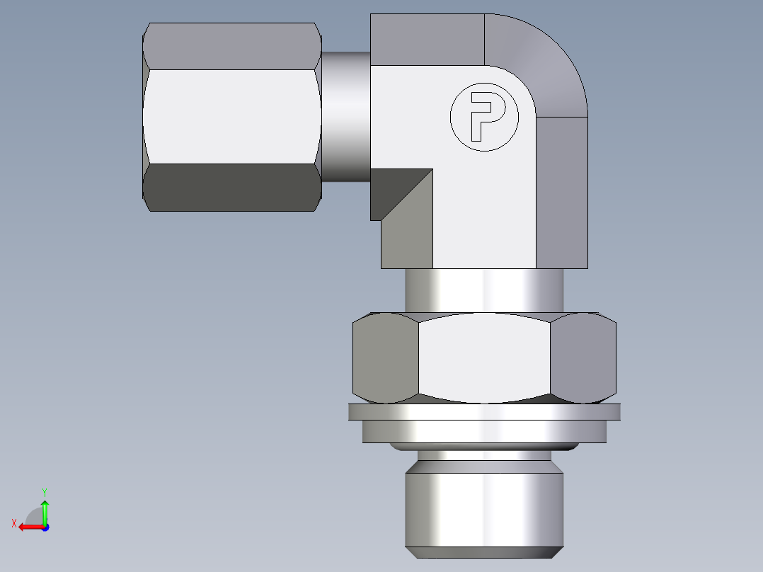 卡套式工业通用硬管接头EO_Adjustable_Locknut_elbow_WEE04ZLLRCF后视图