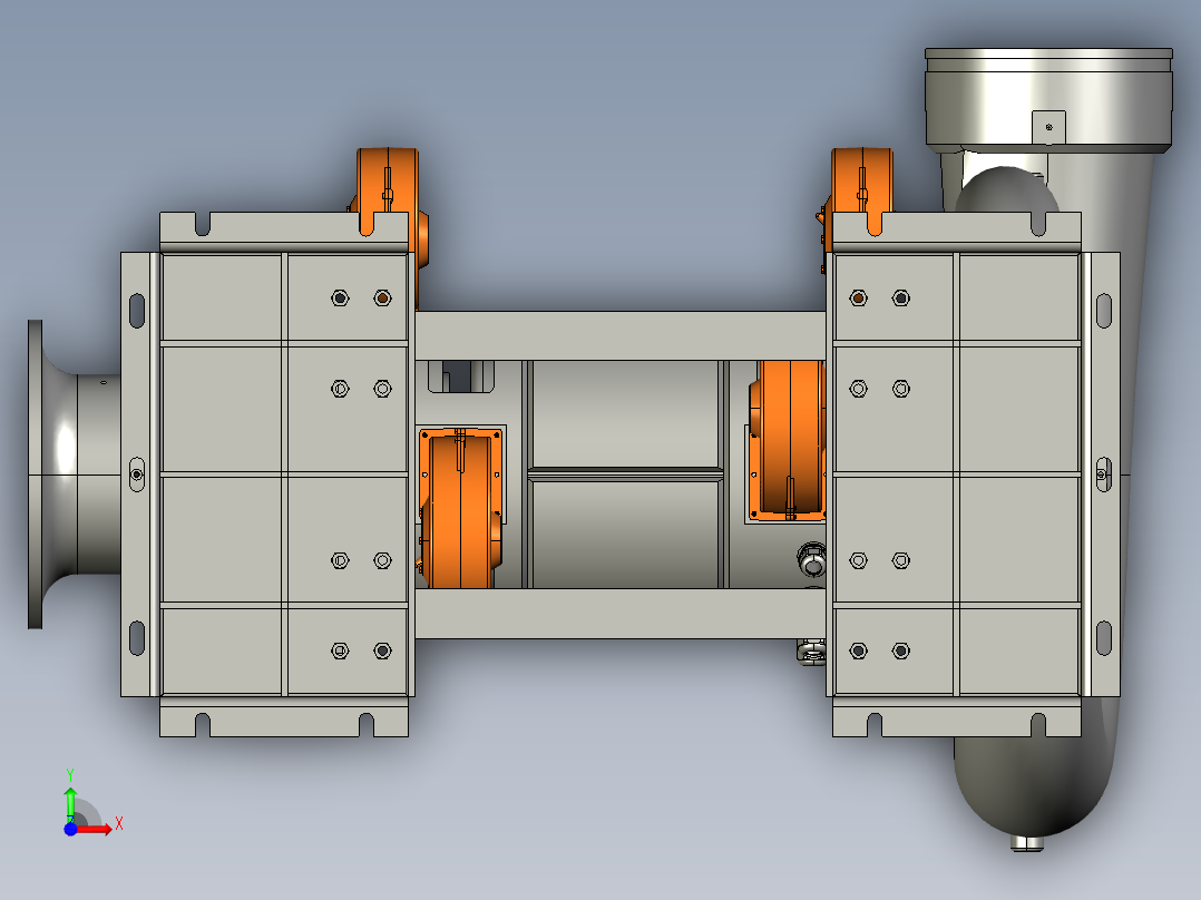 磁悬浮鼓风机-330kw双流体三维Creo模型前视图