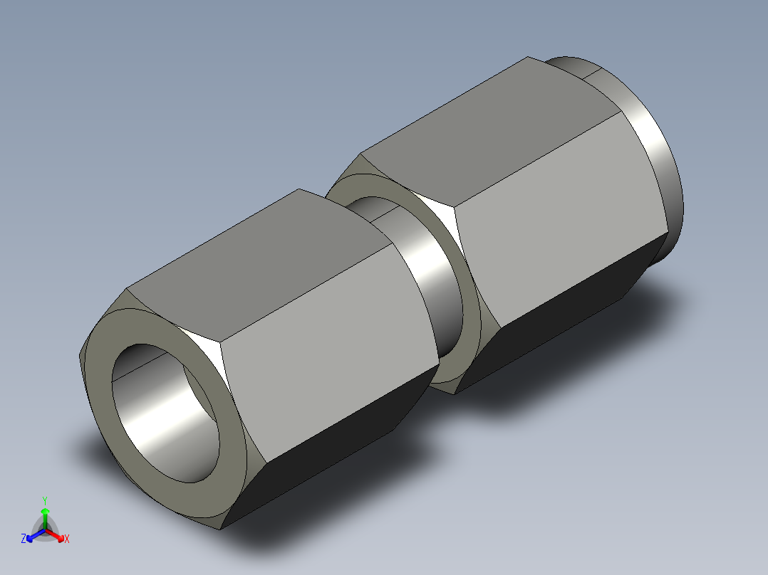 卡套式工业通用硬管接头4_gbu-s正等轴测图