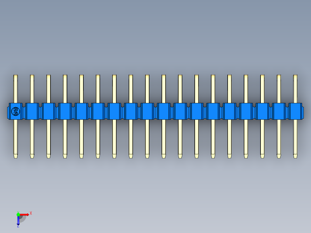 彩色公排针 100mil 2.54mm 系列-DS1022_blue_2x18p_100mil_TypeD_rev1.0俯视图