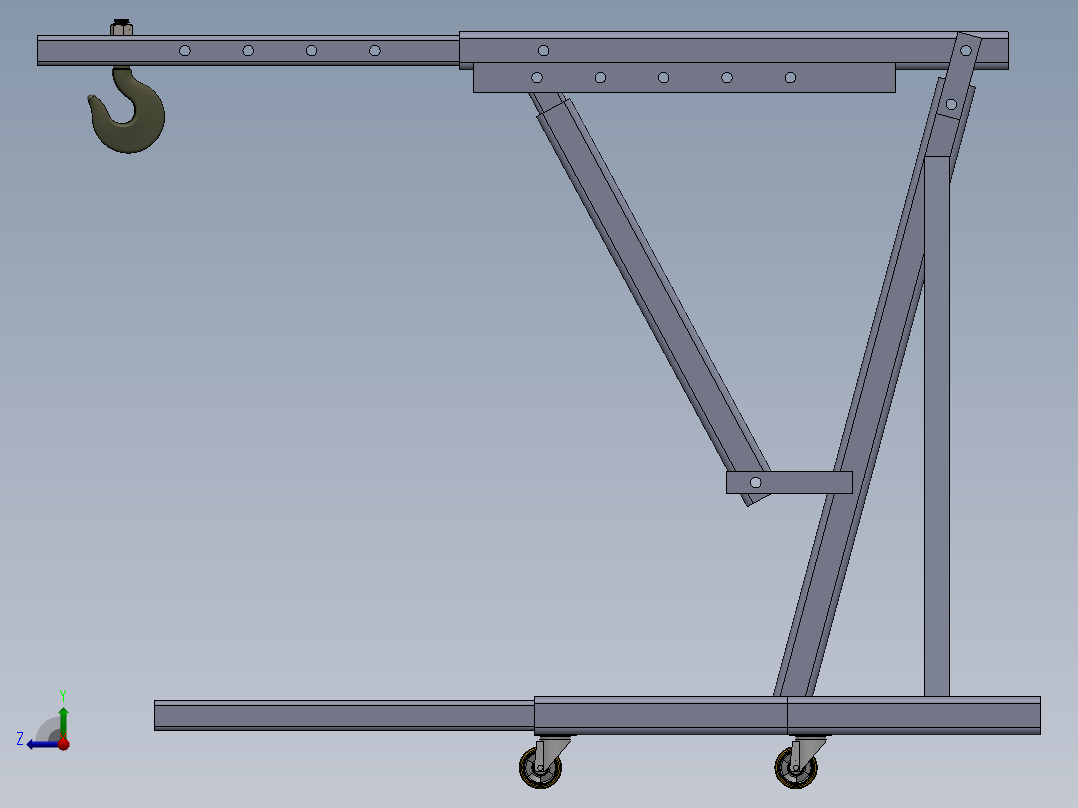 1吨手动提升机结构右视图
