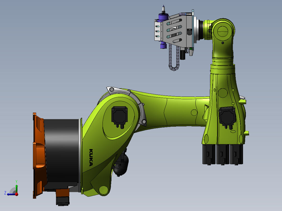 KUKA机器人铣削末端执行器右视图