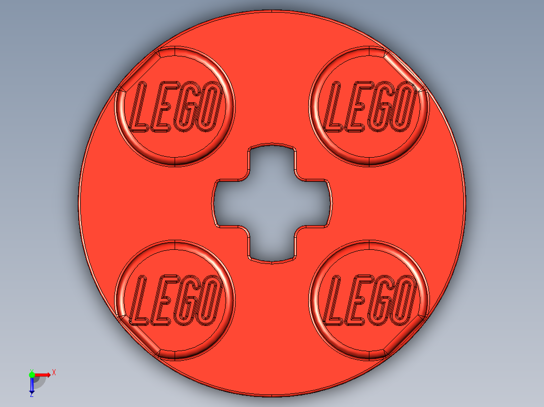 乐高零件 4032 板 2 x 2 圆形-4032 Red Plate 2 x 2 Round俯视图