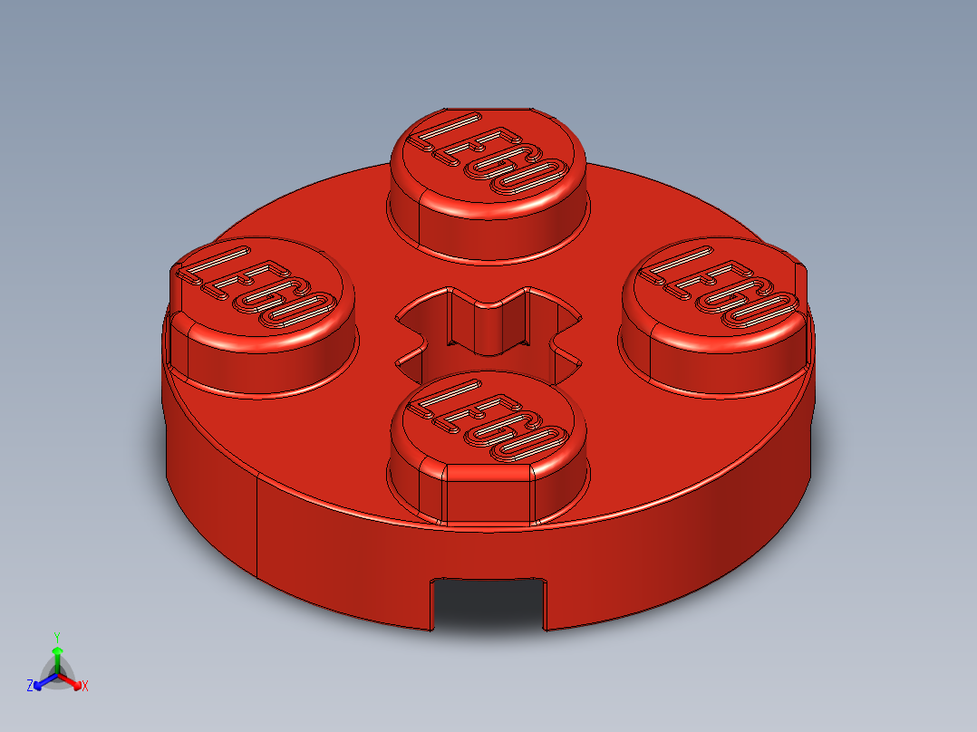乐高零件 4032 板 2 x 2 圆形-4032 Red Plate 2 x 2 Round正等轴测图