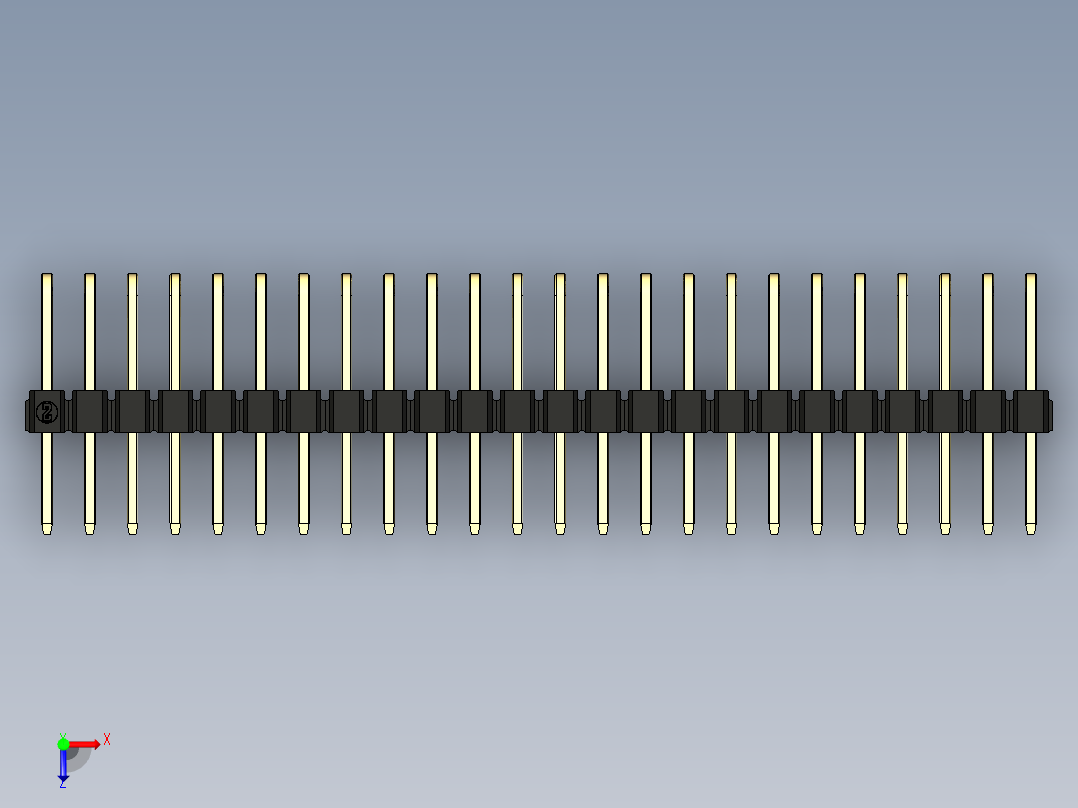 彩色公排针 100mil 2.54mm 系列-DS1022_black_3x24p_100mil_TypeD_rev1.0俯视图