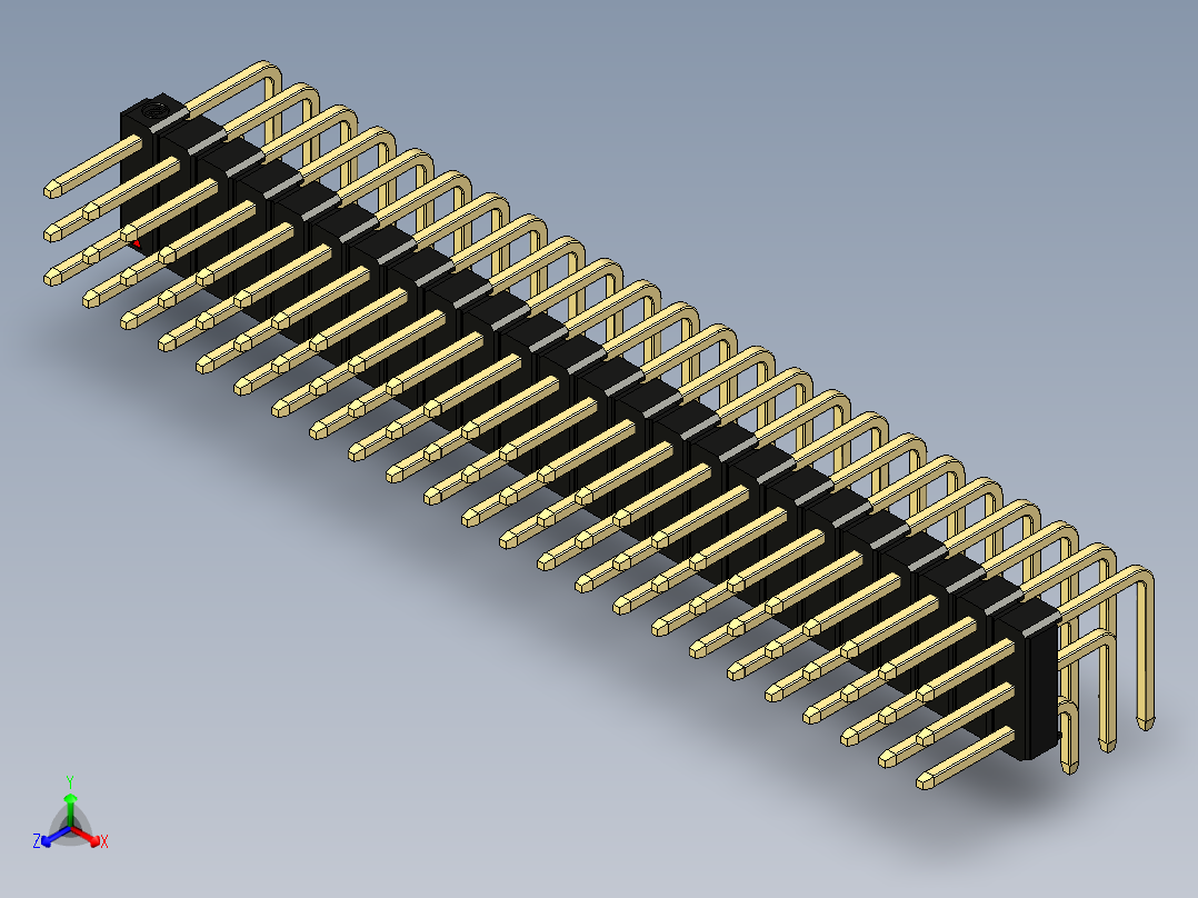 彩色公排针 100mil 2.54mm 系列-DS1022_black_3x24p_100mil_TypeD_rev1.0正等轴测图