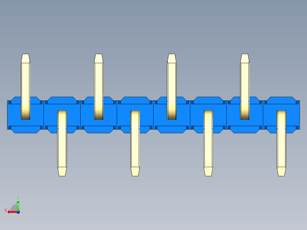 彩色公排针 100mil 2.54mm 系列-DS1022_blue_08p_100mil_Type_SMT_R2_rev1.0后视图