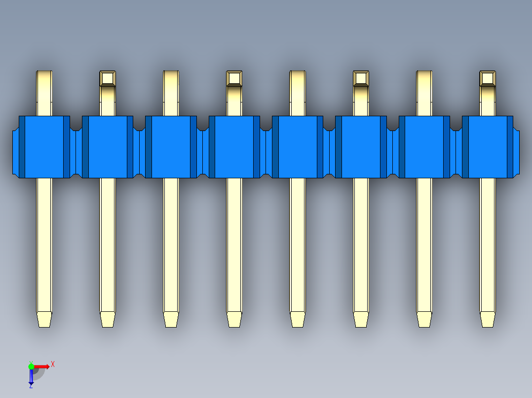 彩色公排针 100mil 2.54mm 系列-DS1022_blue_08p_100mil_Type_SMT_R2_rev1.0俯视图