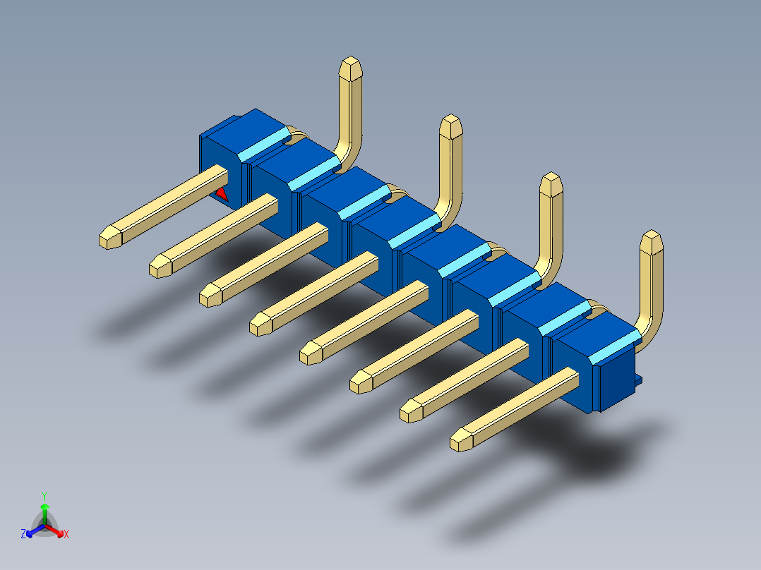 彩色公排针 100mil 2.54mm 系列-DS1022_blue_08p_100mil_Type_SMT_R2_rev1.0正等轴测图