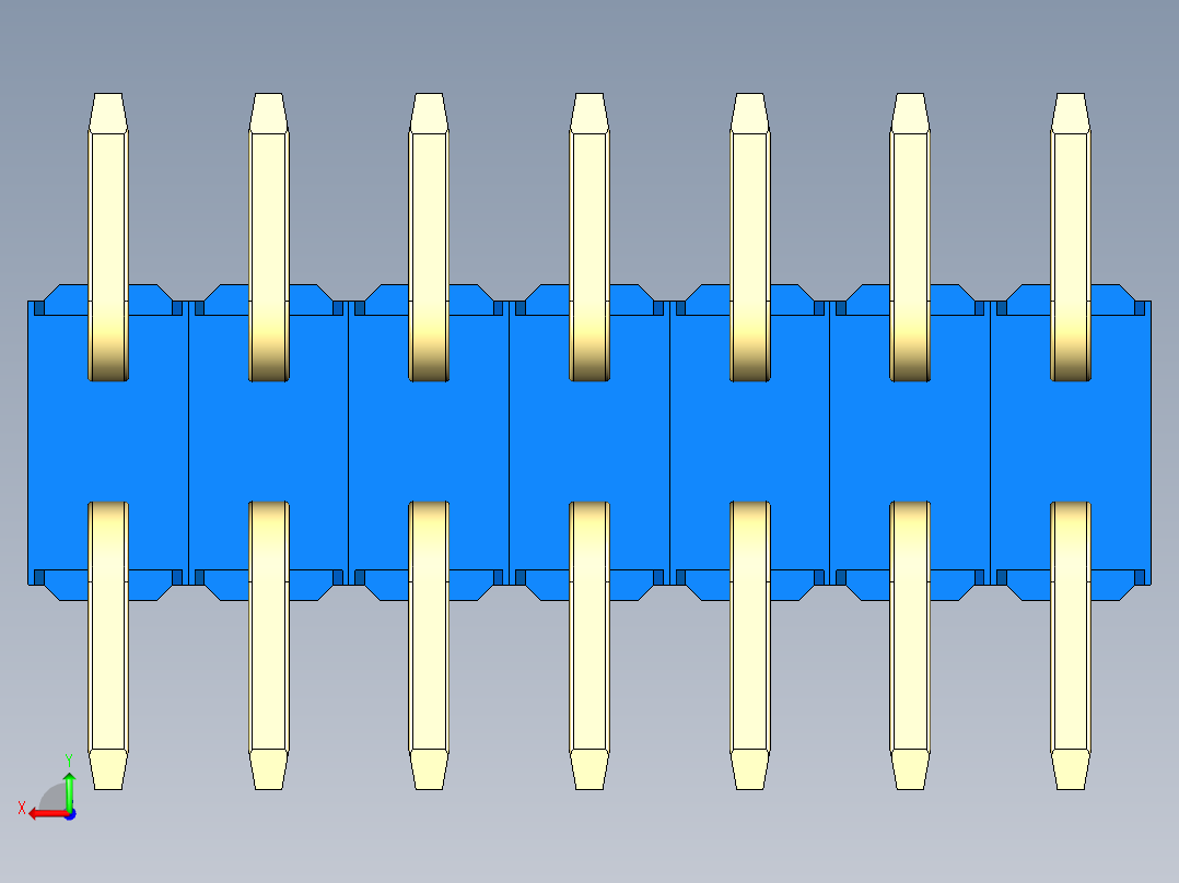 彩色公排针 100mil 2.54mm 系列-DS1022_blue_14p_100mil_TypeSMT_rev1.0后视图