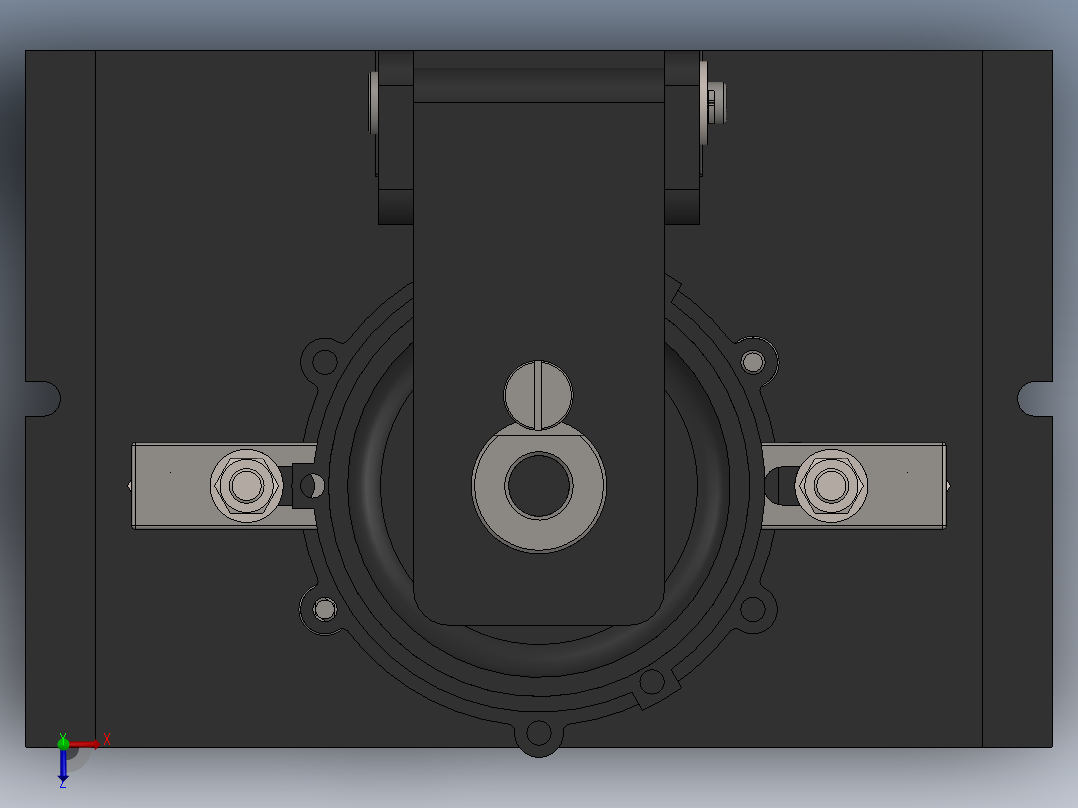车床连接座钻中心孔φ17.5三维夹具SolidWorks】俯视图