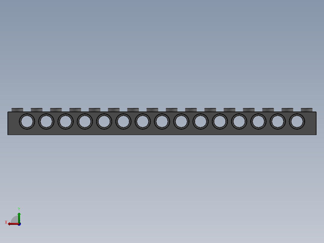 乐高机械组积木（横梁）-4211443 - 3703 Medium Stone Grey Technic Brick 1 x 16 with Holes后视图