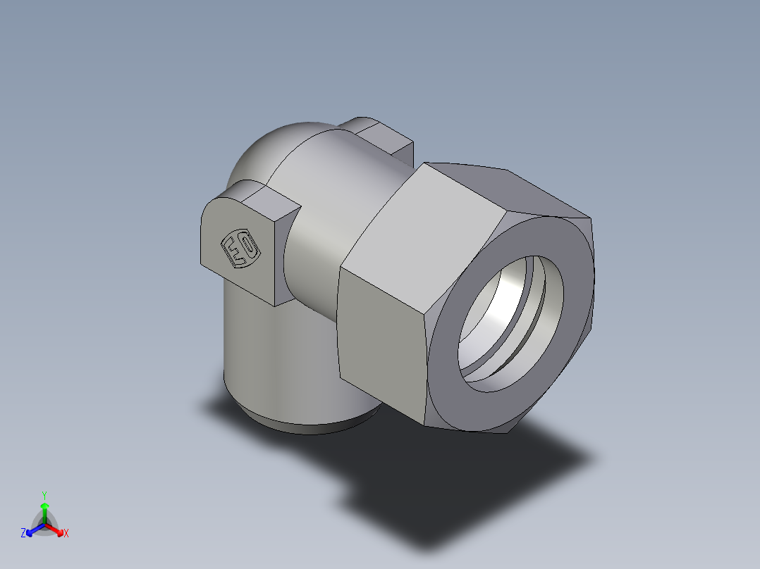 卡套式工业通用硬管接头EO_Weld_elbown_WAS38S正等轴测图