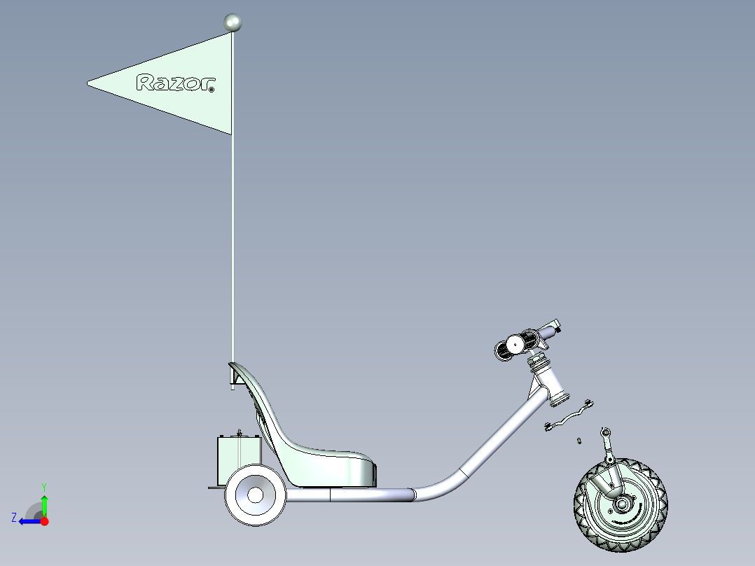 漂移三轮车右视图