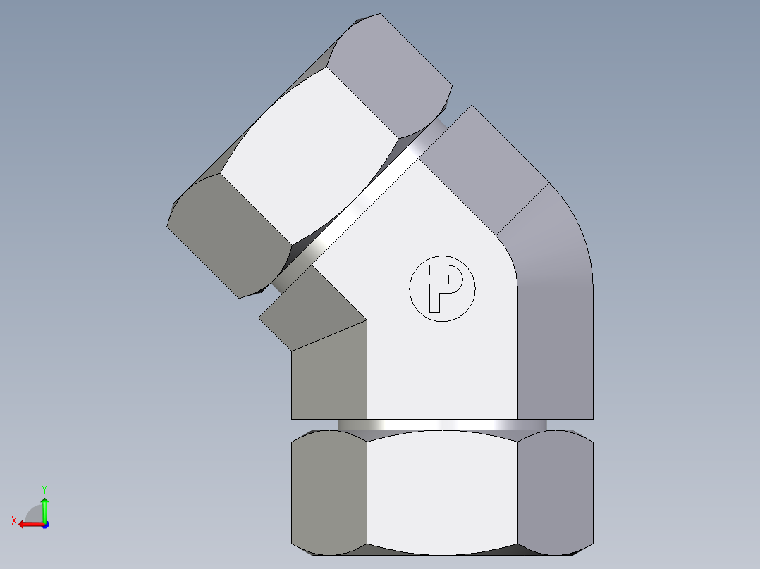 卡套式工业通用硬管接头EO_Swivel_nut_45_deg_elbow_EV35ZLCF后视图