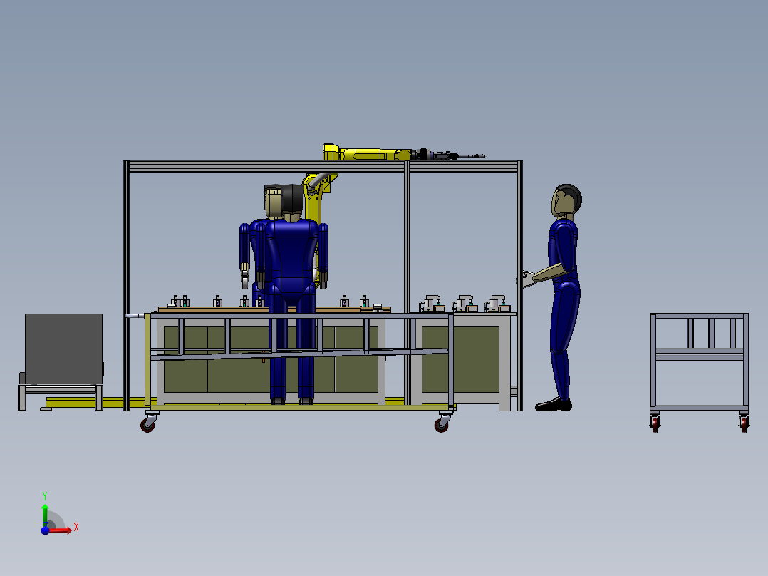 电梯地坎托架-门楣三工位焊接工作站sw19前视图