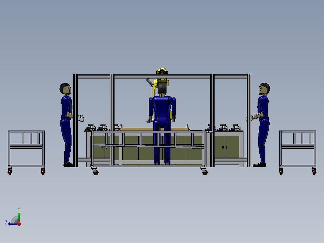 电梯地坎托架-门楣三工位焊接工作站sw19右视图