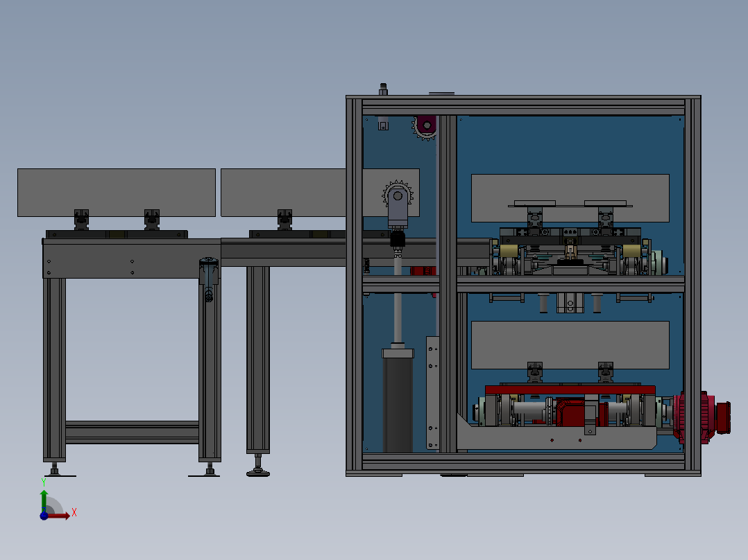 上下料倍速链循环输送线sw18可编辑前视图