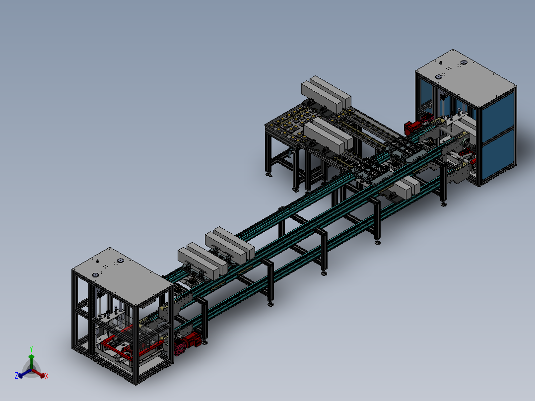 上下料倍速链循环输送线sw18可编辑正等轴测图
