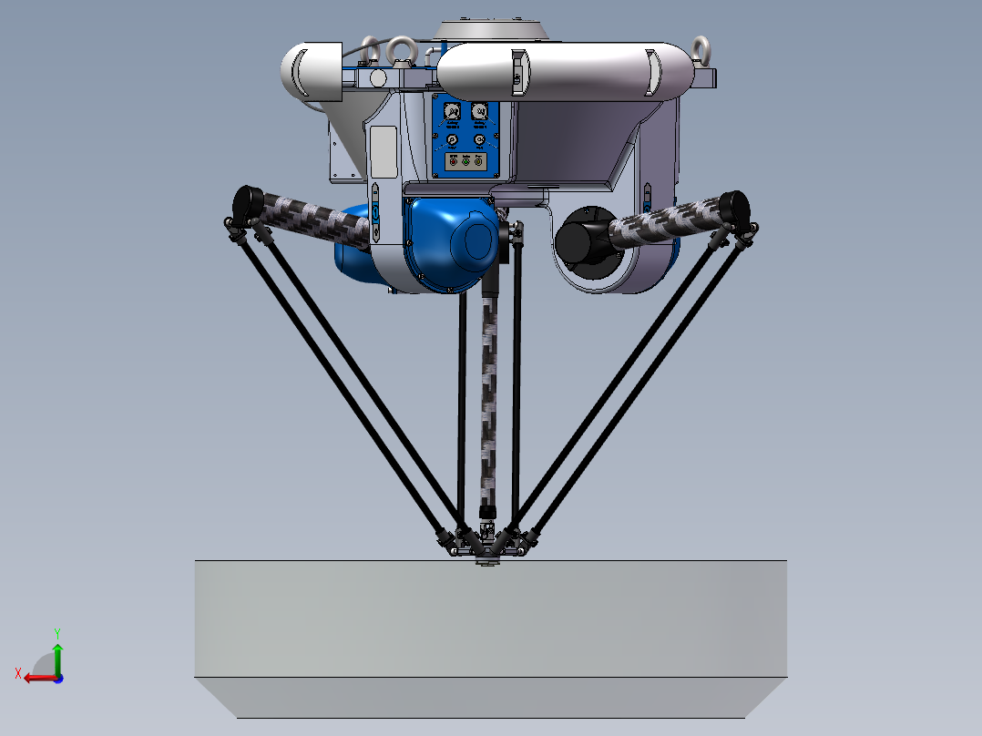 并联机器人Delta蜘蛛手机械人3D模型后视图