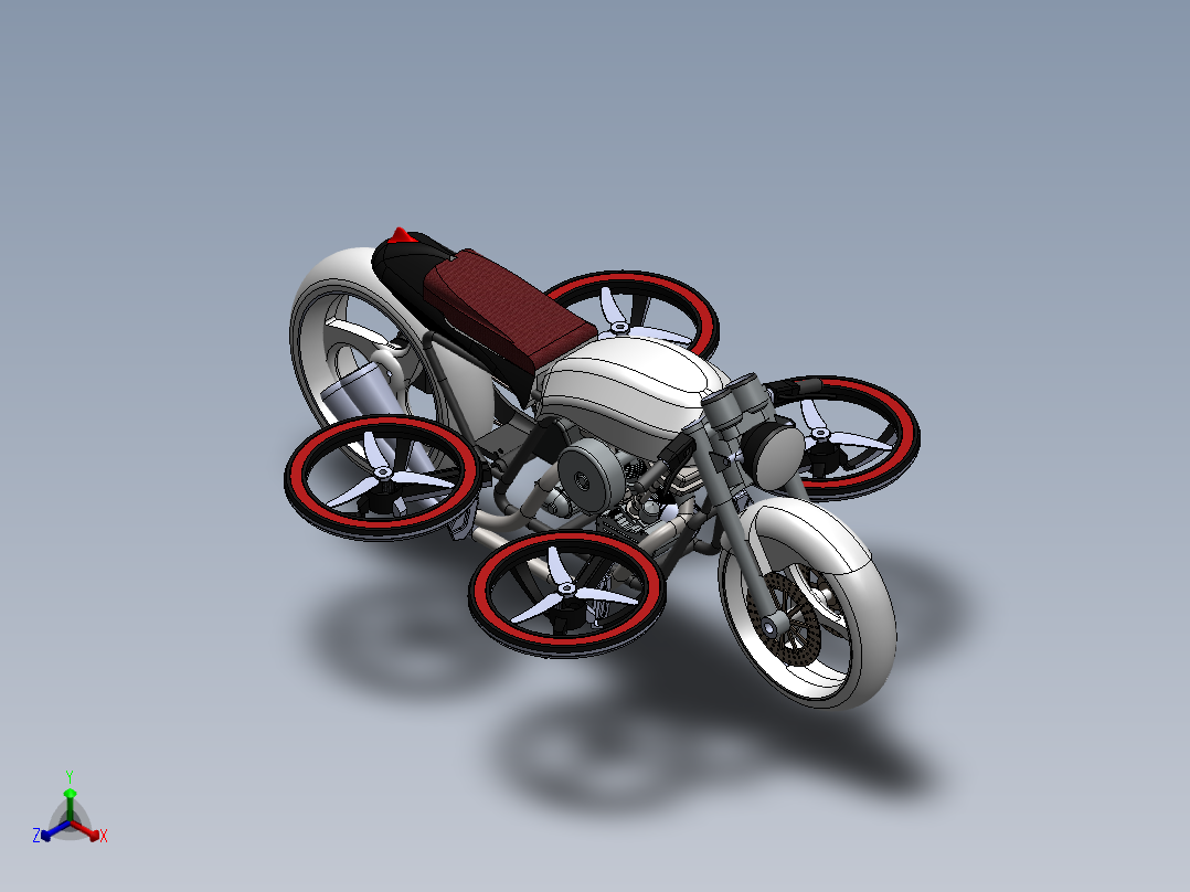 飞行摩托车flying-motorcycle-dronebike-concept-SolidWorks2015正等轴测图