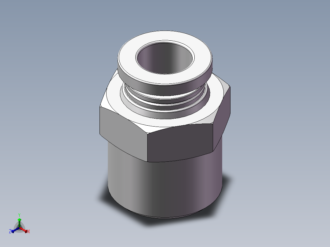 螺纹直通APC8-03（3分8厘）正等轴测图